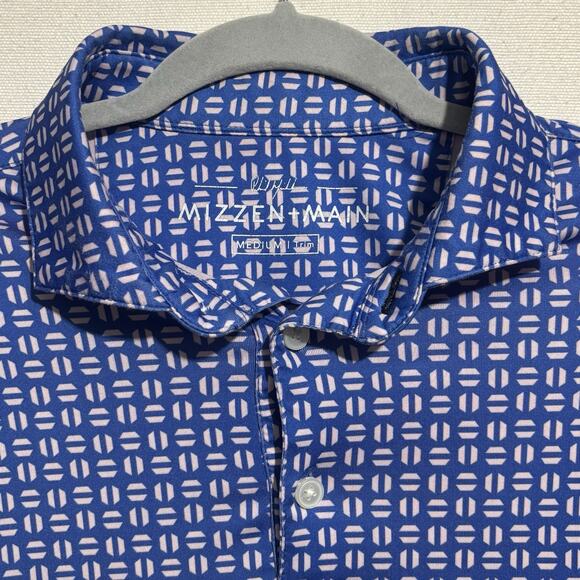 Mizzen + Main Polo Shirt Men’s MED Phil Mickelson Geometric AOP Performance Trim - Picture 3 of 9